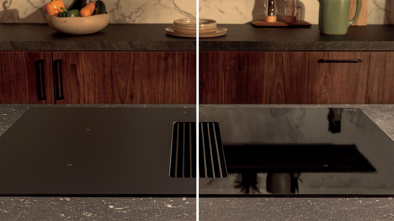 RørosHetta Easy Pro med matt glass versus Easy med blankt glass benkeventilator